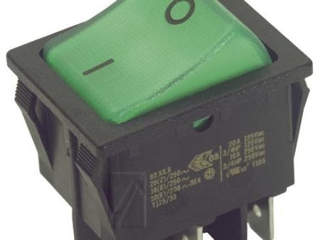 Intrerupator cu lumina verde, 2 circuite, 16a 250v 22x30 COM For Cheap